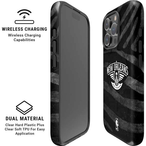 NBA New Orleans Pelicans Black Animal Print iPhone 16 Pro Magsafe Impact Case